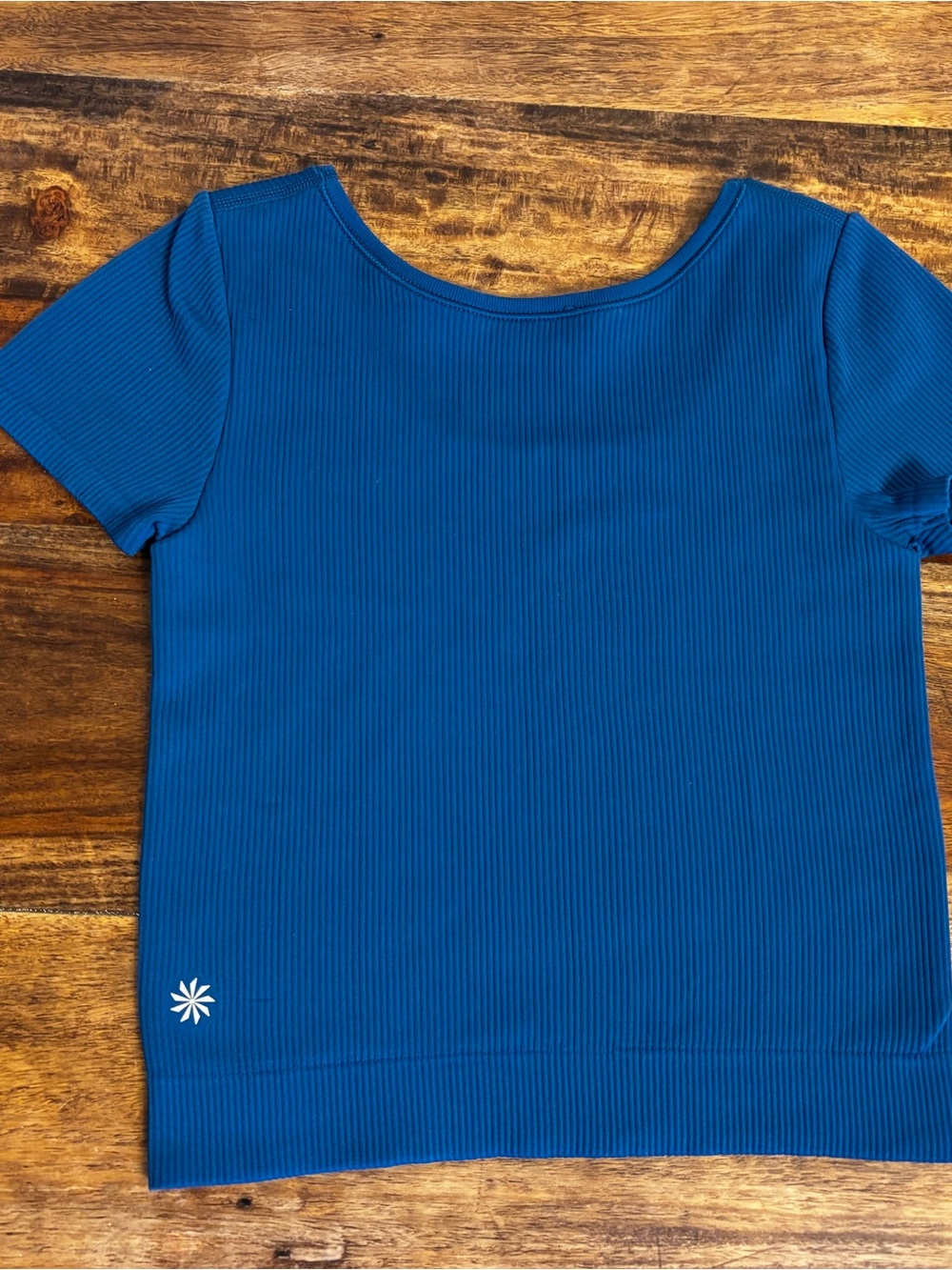 Athleta Girl Ribbed Short Sleeve Top - Blue, Good Condition